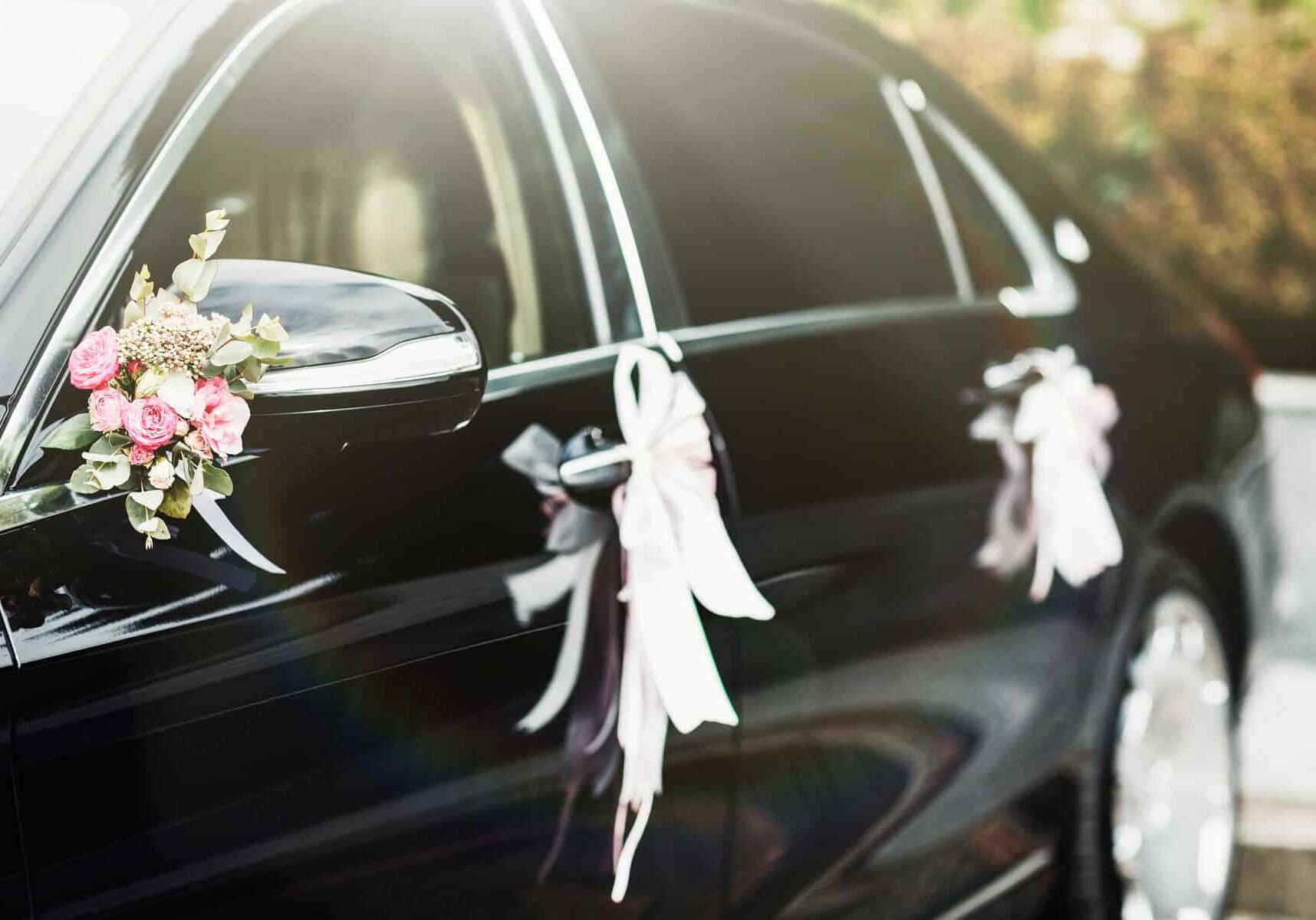 Decorated wedding car